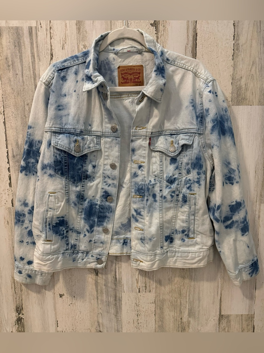 Levi Strauss Cotton Tie Dye Acid Washed Ex Boyfriend Button Trucker Jacket L